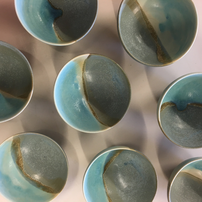 Jugs hand built by Andrea Farndon