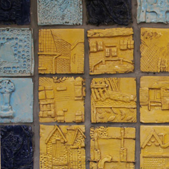Clay tiled mosaic